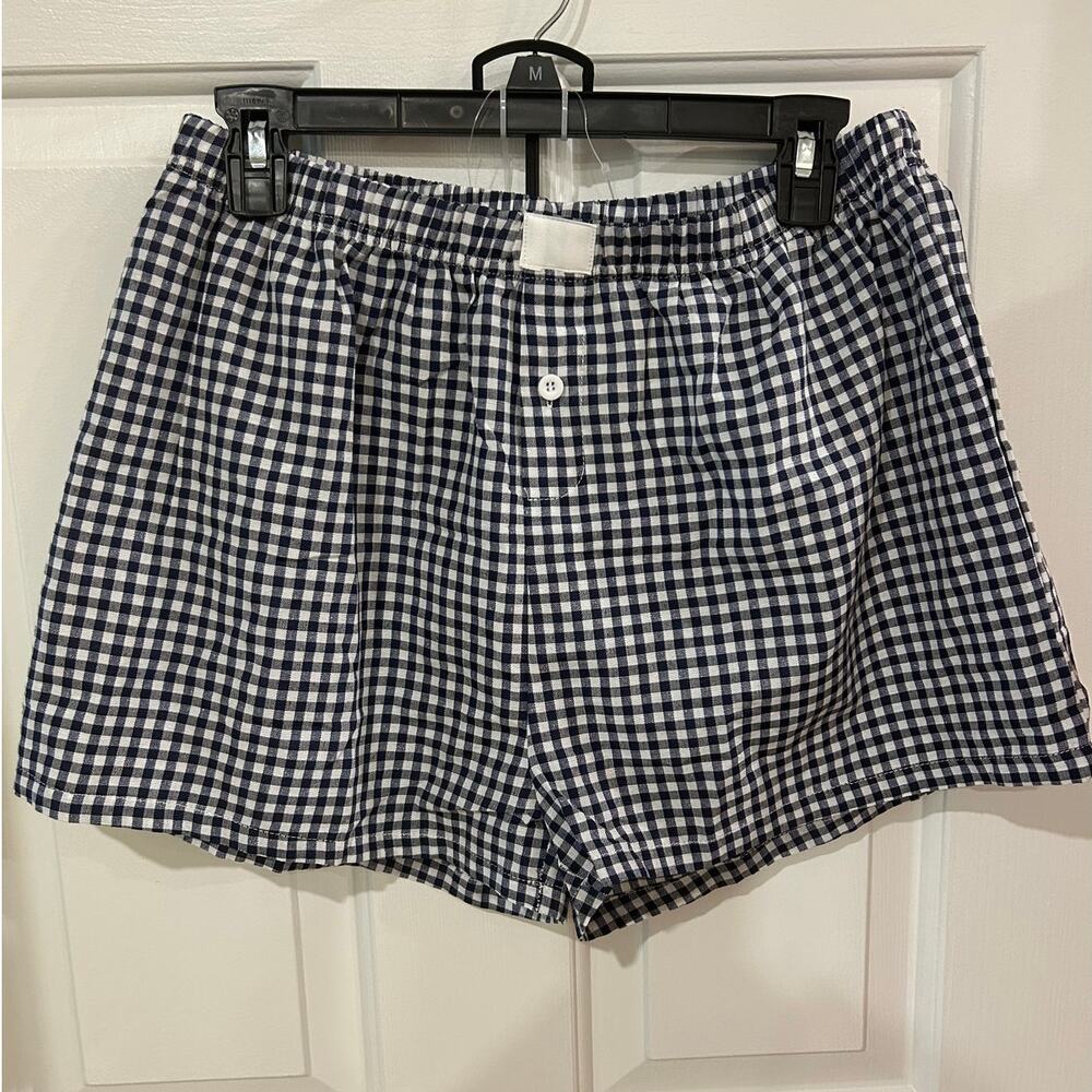 Rosa Clothing womans boxer shorts lounge sporty blue plaid
